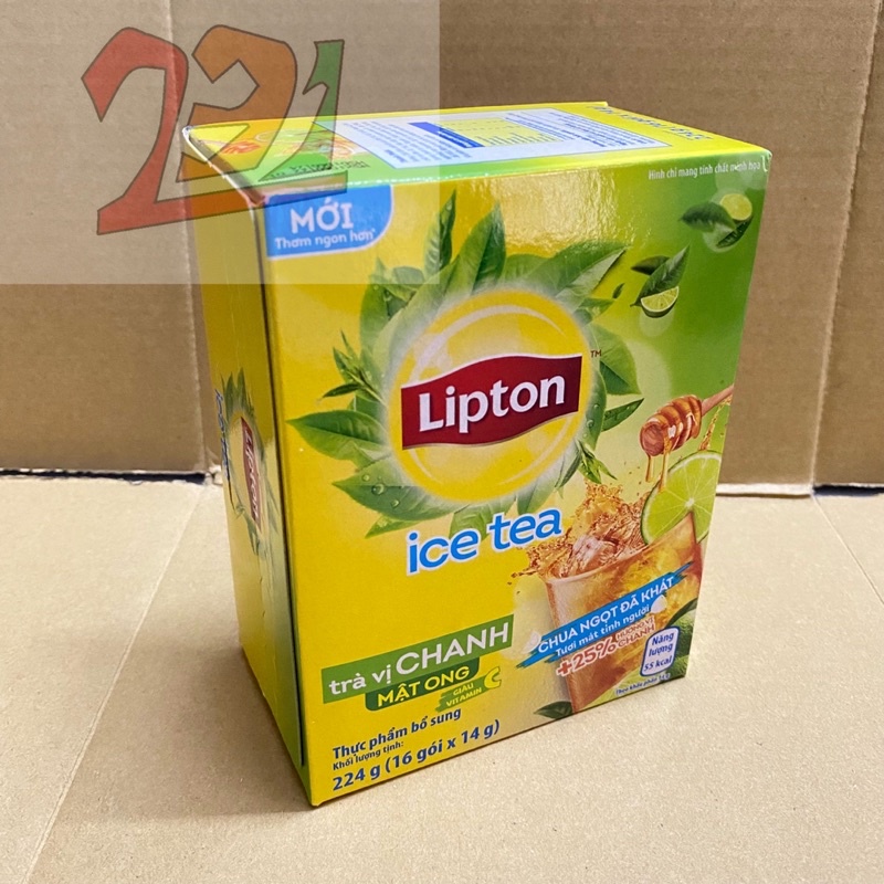 [16 Gói x14g][Chanh Mật Ong] Hộp Trà Pha Hoà Tan Lipton