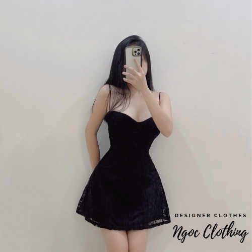 Váy 2 dây xòe phối ren NGOCCLOTHING nữ  Đầm 2s ren dáng ngắn, phong cách quyến rũ, gợi cảm HOT