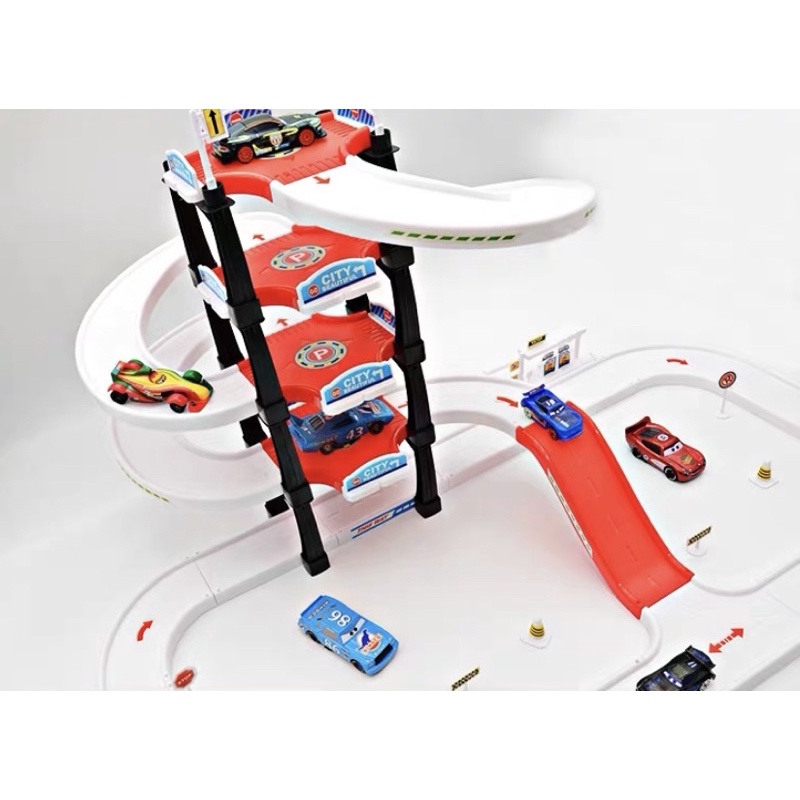 Bộ đồ chơi lắp ráp mô hình bãi đỗ xe thông minh Parking Lot Mc Queen  cho bé