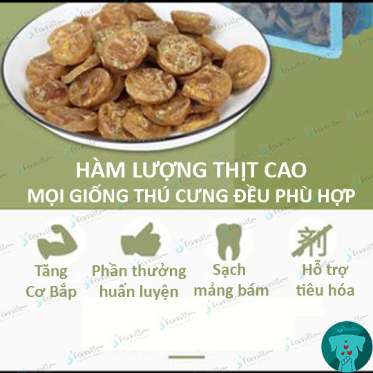 [100% THỊT GÀ]Treat Thưởng Huấn Luyện Chó Cưng JFamille, Khô Gà Lát Tròn, Pet Snack Dinh Dưỡng Giàu Đạm, Gói 100g. JF117