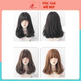 Tóc giả nguyên đầu xoăn ngắn - tặng lưới trùm 1804