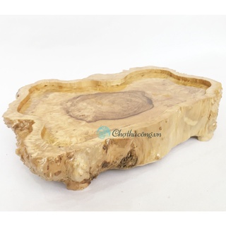 Khay trà gỗ nu tự nhiên nguyên khối, khay gỗ decor cao cấp, bàn trà gỗ có chân, kệ gỗ trang trí vintage [mẫu ngẫu nhiên]