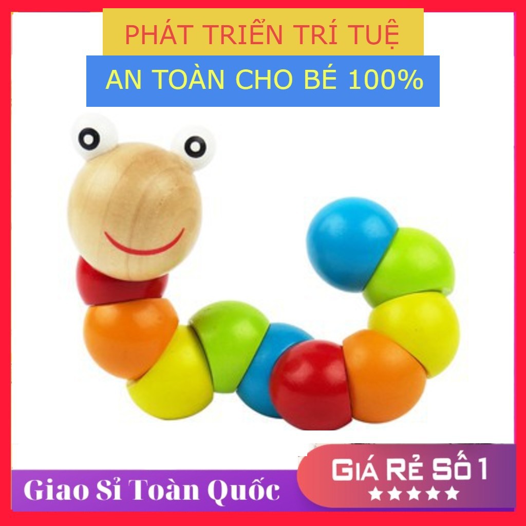 Đồ chơi con sâu gỗ uốn dẻo nhiều màu sắc đáng yêu cho bé (Đồ Chơi Trẻ Em)