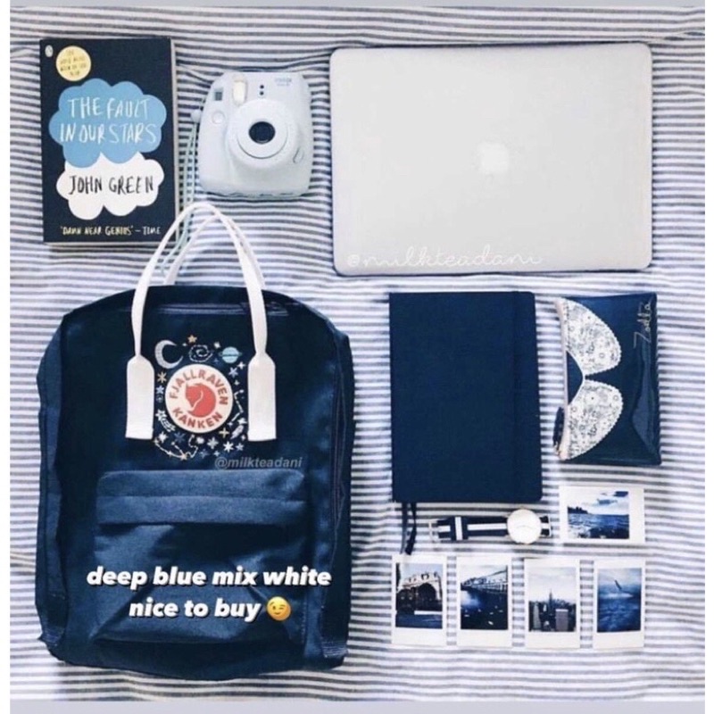 Balo Kanken đi học Navy Mix White size classic