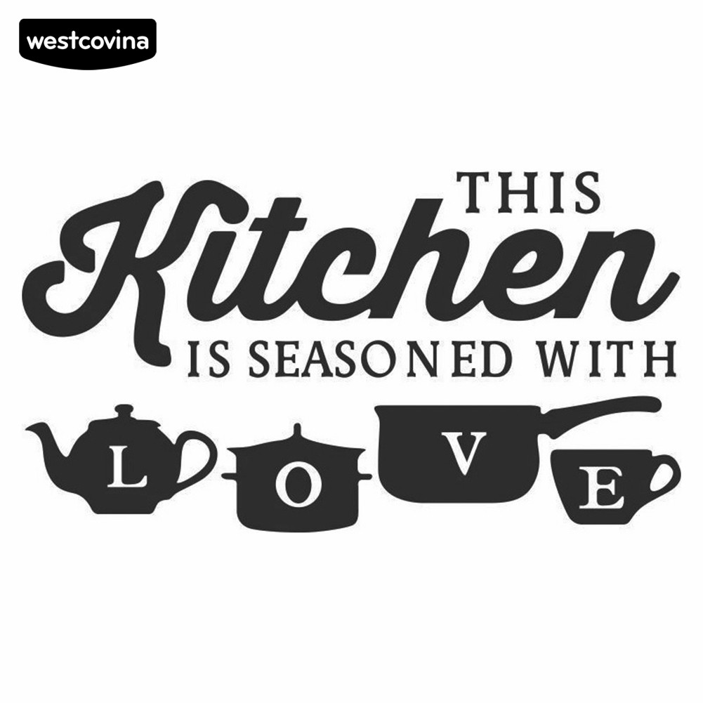 WEST❀ KITCHEN LOVE Pattern Removable Adhesive Wall Sticker Mural Home Art Decor