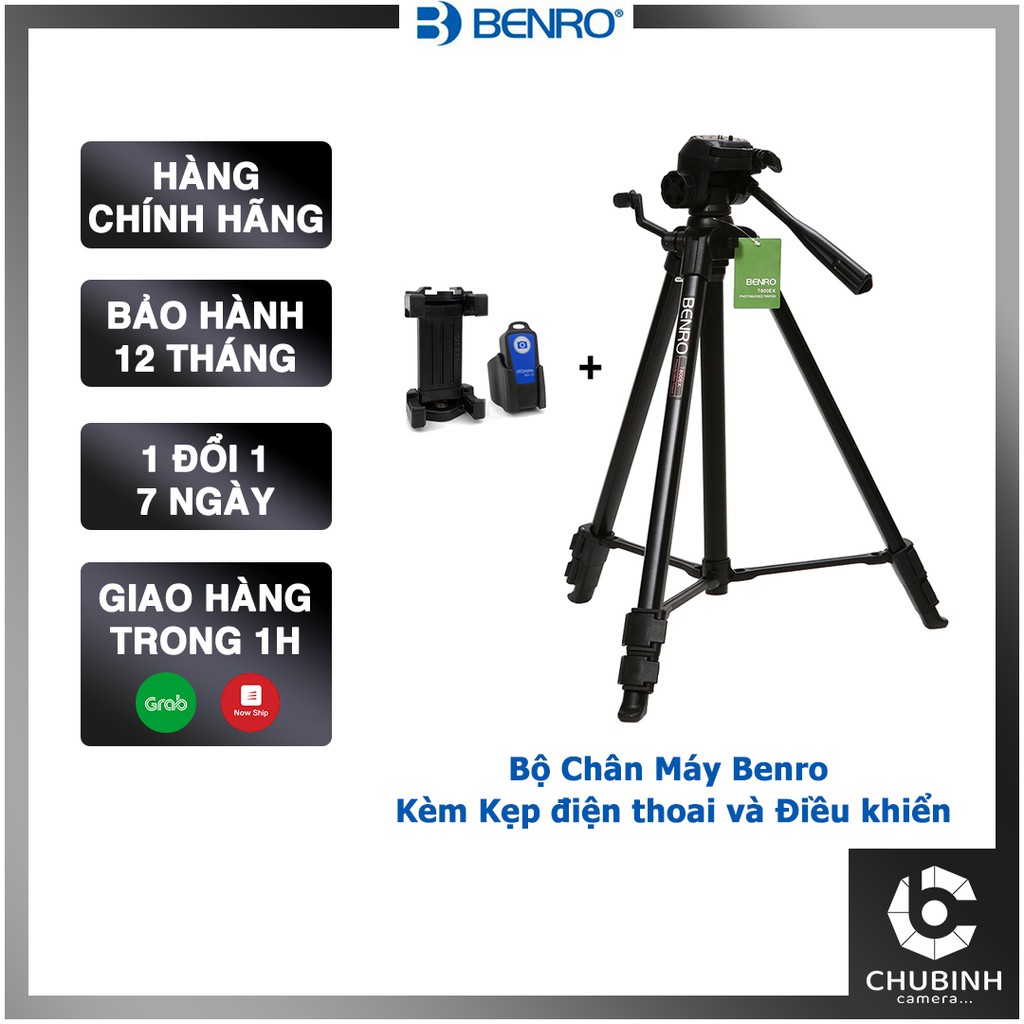 Combo Benro: Chân máy ảnh T600 EX / T800 EX + Kẹp Điện Thoại MH2N + Remote BT01B | Chính Hãng