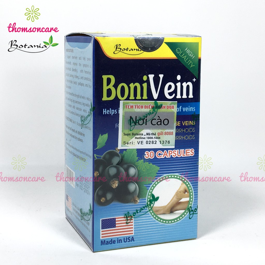 Boni Vein  Mua 6 tặng 1 bằng tem tích điểm - Hỗ trợ giảm suy giãn tĩnh mạch chân - Bonivein