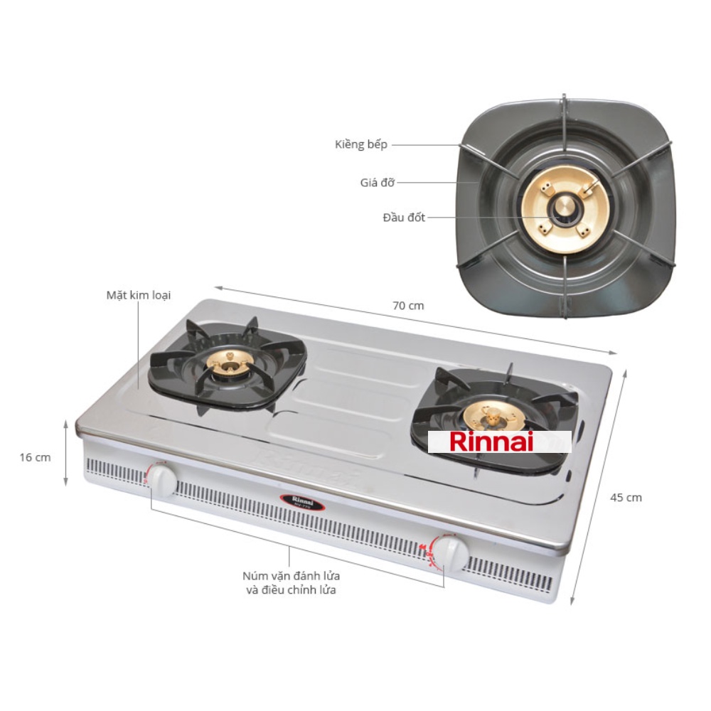 Bếp ga đôi Rinnai RV-770S1 - Ngọn lửa xanh - Tiết kiệm gas - Hàng chính hãng