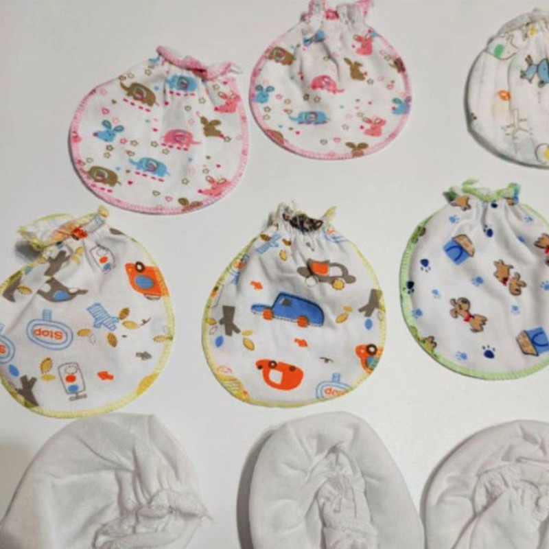 Set Bao Tay Bao Chân Cho Bé Vải Cotton Thoáng Khí An Toàn Với Trẻ Sơ Sinh