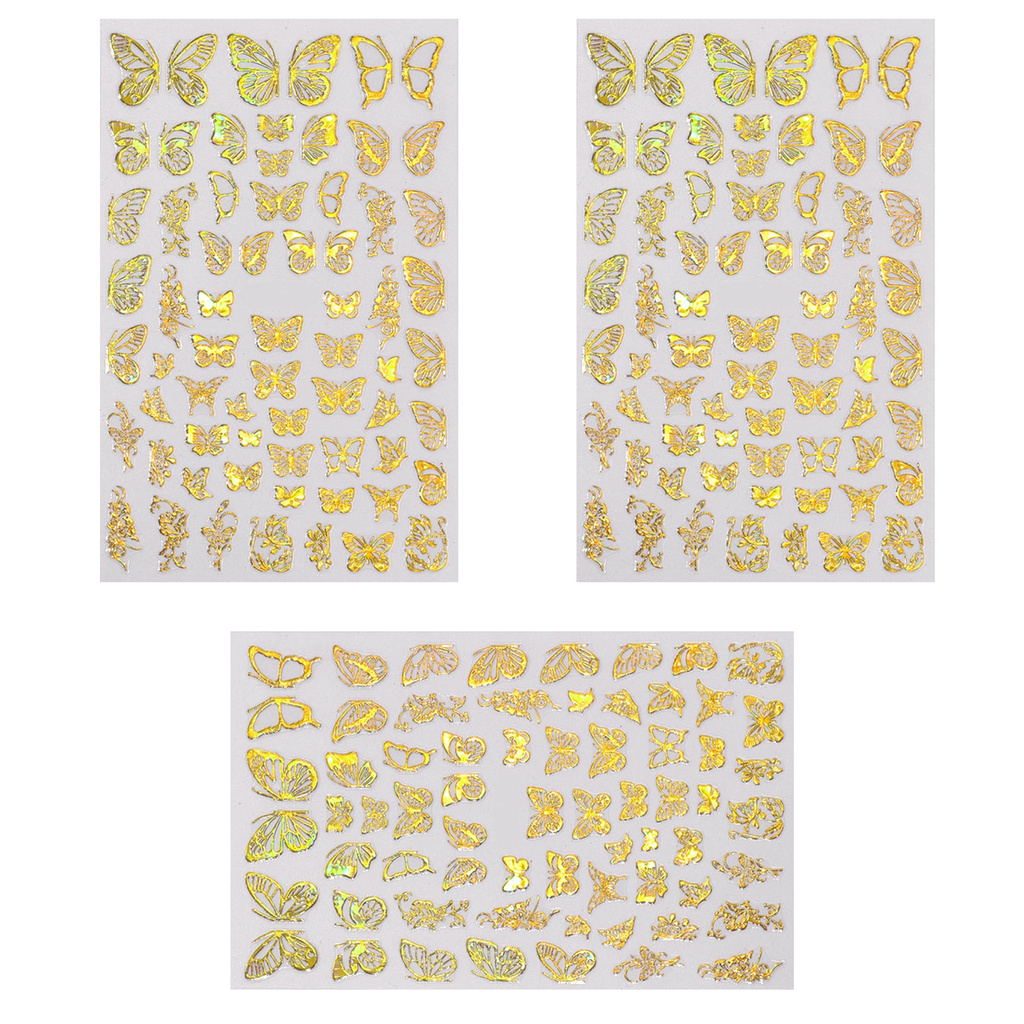 [Hàng mới về] Bộ 3 Tờ Miếng Dán Trang Trí Móng Tay Hình Bướm Xinh Xắn