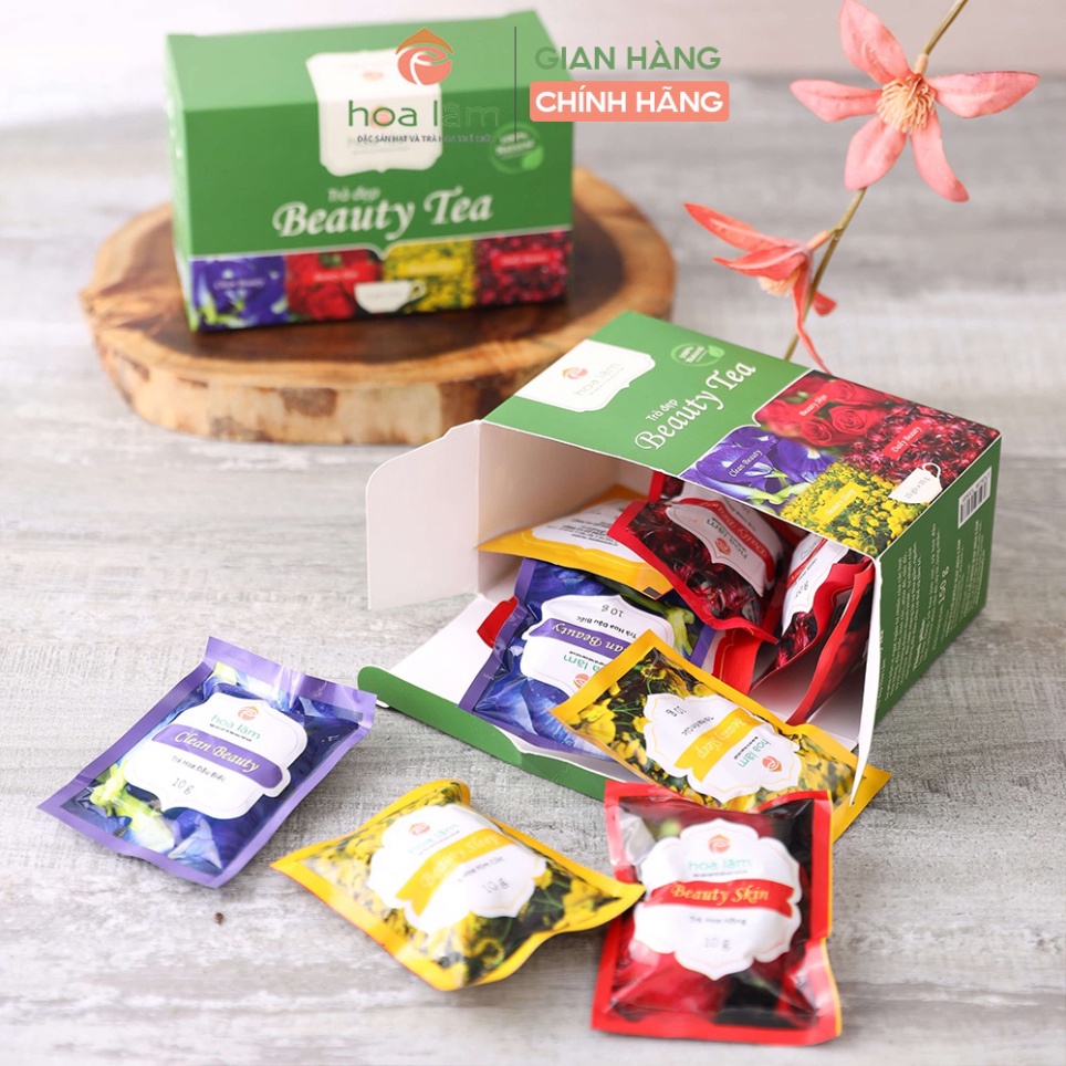 Trà hoa làm đẹp Hoa Lâm sấy lạnh giữ nguyên hương vị giúp giảm stress, detox, dưỡng da 150gr