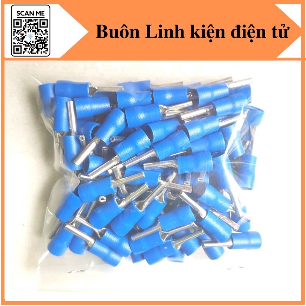 Đầu cos pin đặc tròn PVT 1.25-13, cos kim bọc phủ nhựa, cosse bấm nối dây điện 0.5mm đến 1.5mm