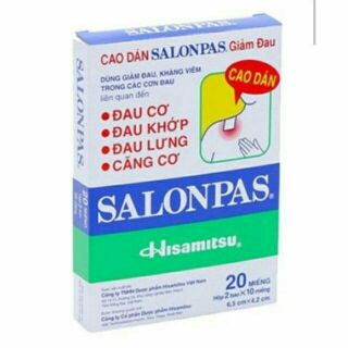 MIẾNG DÁN GIẢM ĐAU SALONPAS HỘP 20 MIẾNG