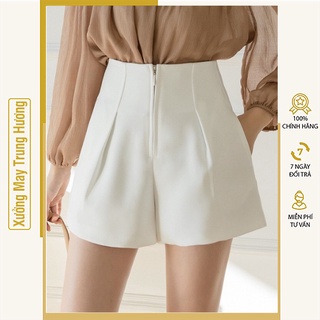  Quần short nữ cạp cao siêu hack dáng Quần đùi nữ có khóa trước và 2 túi bên size từ 40kg - 60kg 