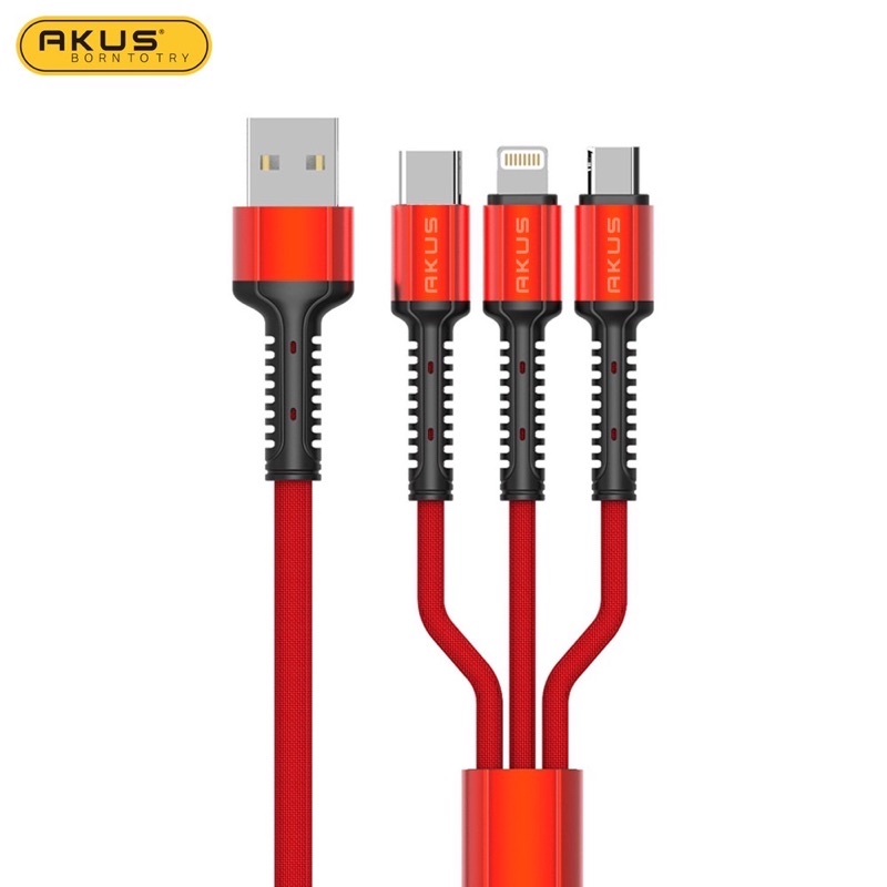 [ Bảo Hành 1 Năm ] Dây cáp đa năng 3IN1 (Lightning - Micro USB - Type-C) AKUS - CA31s