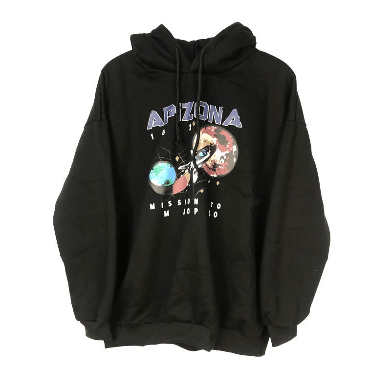 Áo hoodie nam oversize vũ trụ, Áo hoodie nam form rộng unisex có mũ màu đen thời trang hàn quốc hot trend 2021 | BigBuy360 - bigbuy360.vn