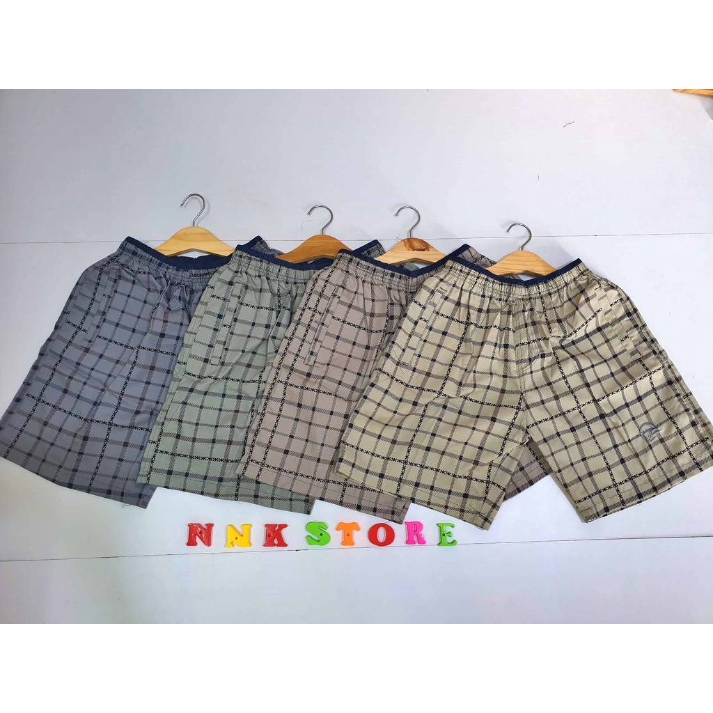Quần Short Nam - Quần Đùi Caro Vải Kaki Cotton Lưng Thun Cao Cấp - Mặc Nhà Thoải Mái