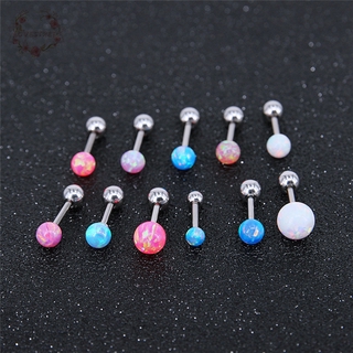 1 chiếc khuyên tai bằng thép titan đính đá Opal nhiều màu thời trang cho nữ