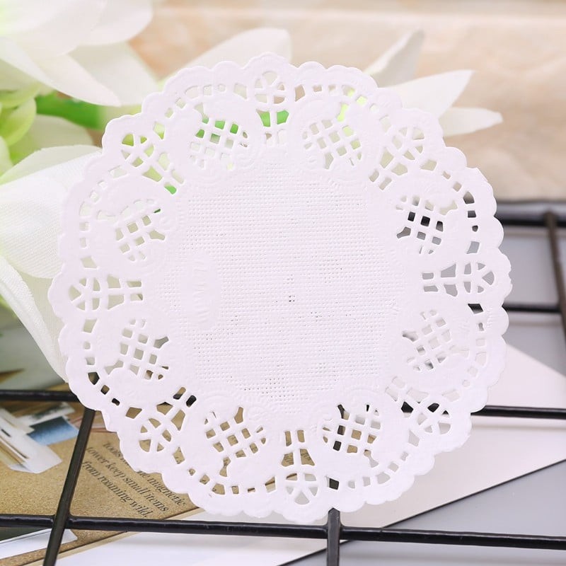 Set 5 Tấm Giấy Trang Trí Sổ, Lót Ly Hình Tròn Họa Tiết Ren Độc Đáo Jen Shop