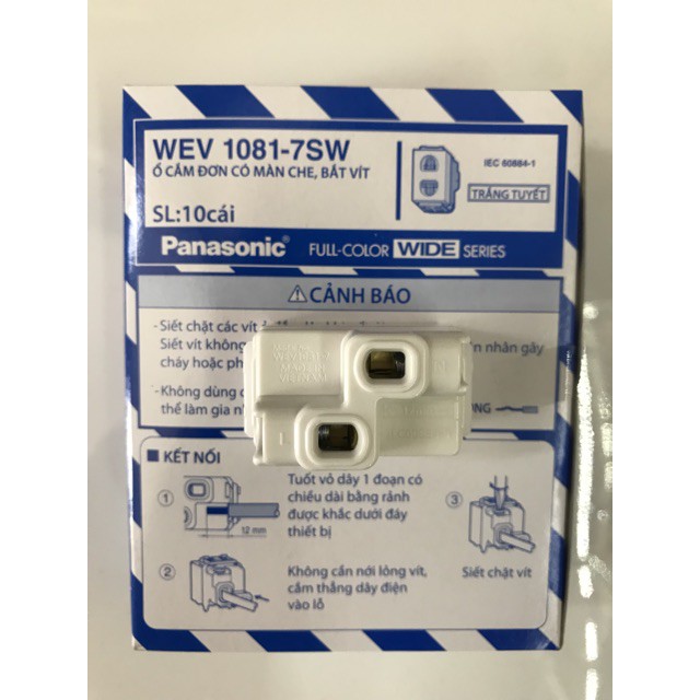 [Bộ 10 Hạt] Ổ cắm Panasonic dòng Wide - Dòng ổ cắm đơn 2 chấu dạng hạt lớn Panasonic