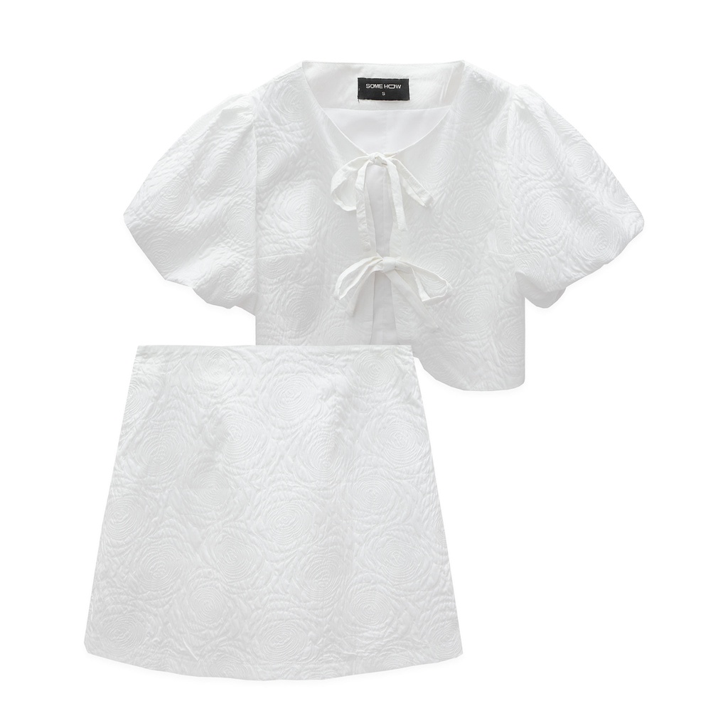 Set Nữ Cardigan Bow Tie , Chất Vải Taffta Hoa Thoải Mái , WSD000254 ,SOMEHOW