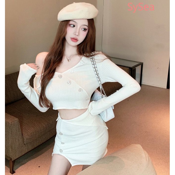 Bộ Áo Dệt Kim + Chân Váy Thời Trang Quyến Rũ Cho Nữ Mùa Thu