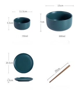 Set bát đĩa 3 món màu cam