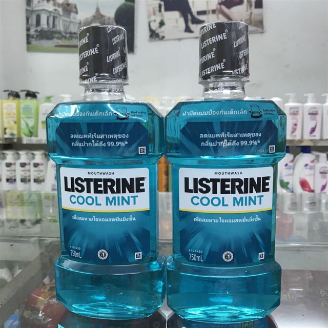 (Combo 2 chai giá sốc) Bộ 2 chai nước súc miệng Listerine Coolmint 750ml x2   Thái Lan