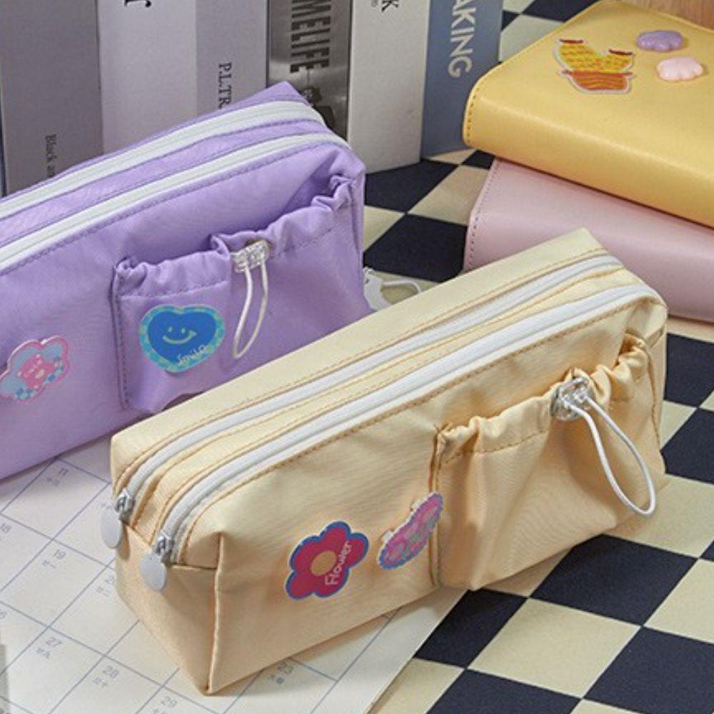 Túi Đựng Bút Dây Rút Hai Lớp Sức Chứa Lớn Phong Cách Hàn Quốc Dễ Thương
