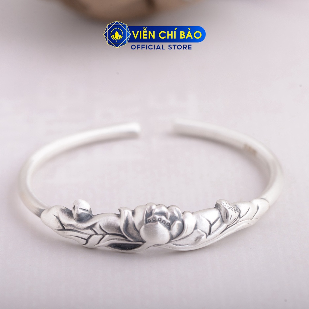 Kiềng tay bạc nữ Liên Hoa bản hở chất liệu bạc 925 thời trang phụ kiện trang sức nữ thương hiệu Viễn Chí Bảo L000417