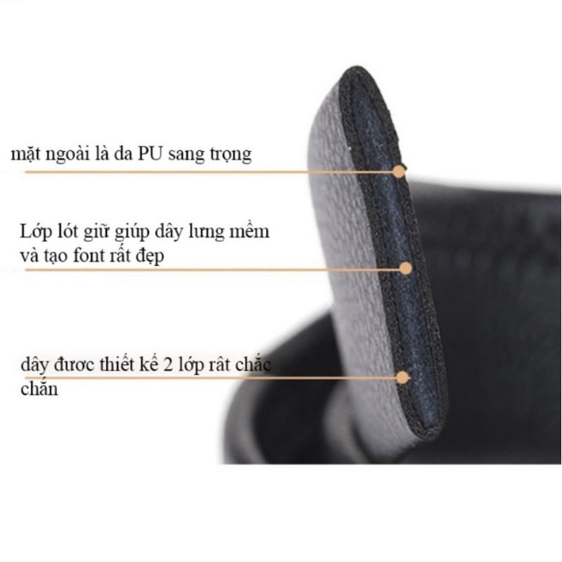 Thắt lưng da nam nịt nam bán rời không mặt khóa dùng cho dây có khấc