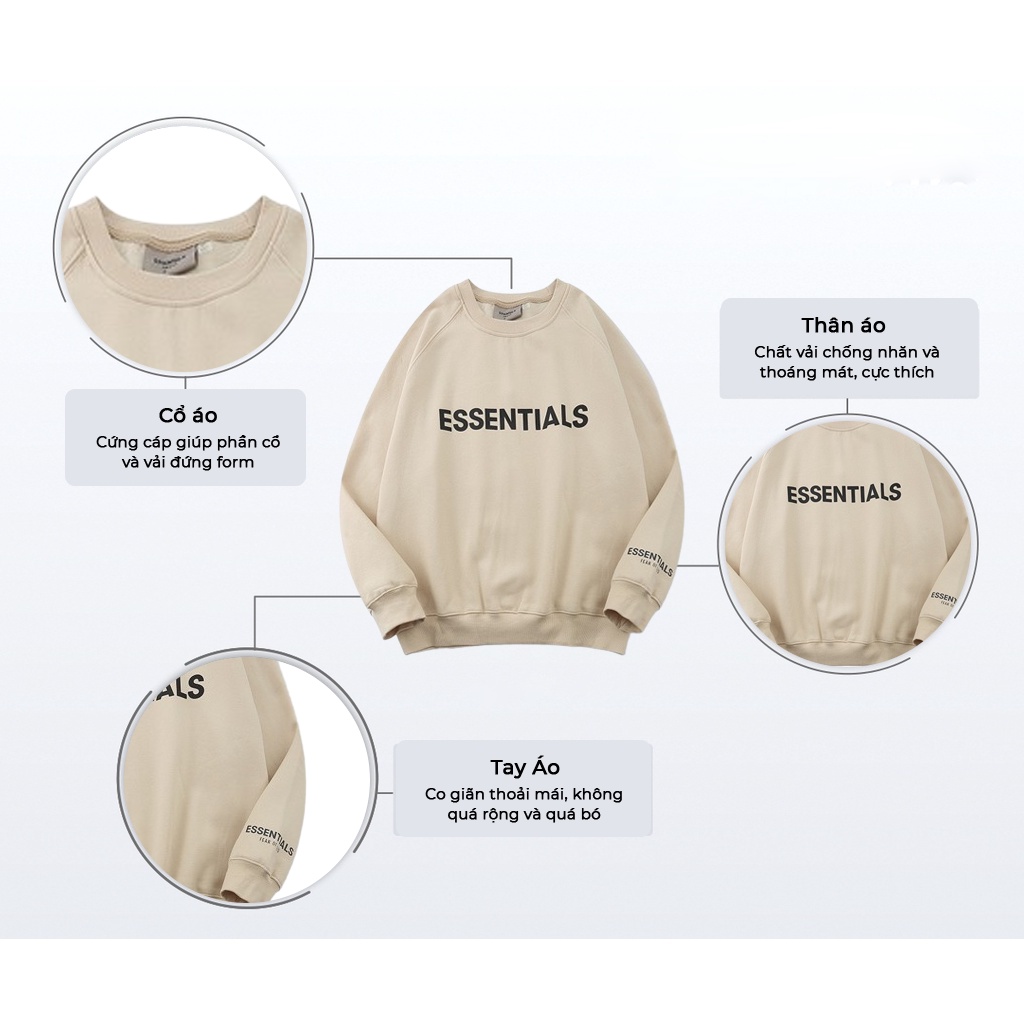 Áo Sweater Nỉ Bông Nam, Nữ Basic Form Rộng Unisex Màu Be SWAS 908