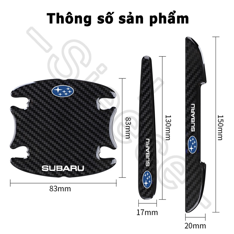 Sieece MiếNg DáN Tay NắM CửA Ô Tô Sợi Carbon MiếNg DáN HõM CửA Ô Tô MiếNg DáN ChốNg Va ĐậP CửA Miếng Dán Bảo Vệ Viền Cửa Dán Xe Cho Subaru Forester Outback XV Impreza WRX STI Levorg BRZ