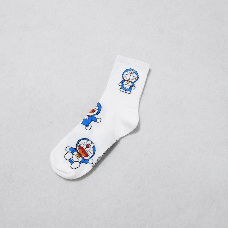 Tất cổ cao trắng nam nữ in hình Doraemon, vớ cổ cao nam nữ Doraemon