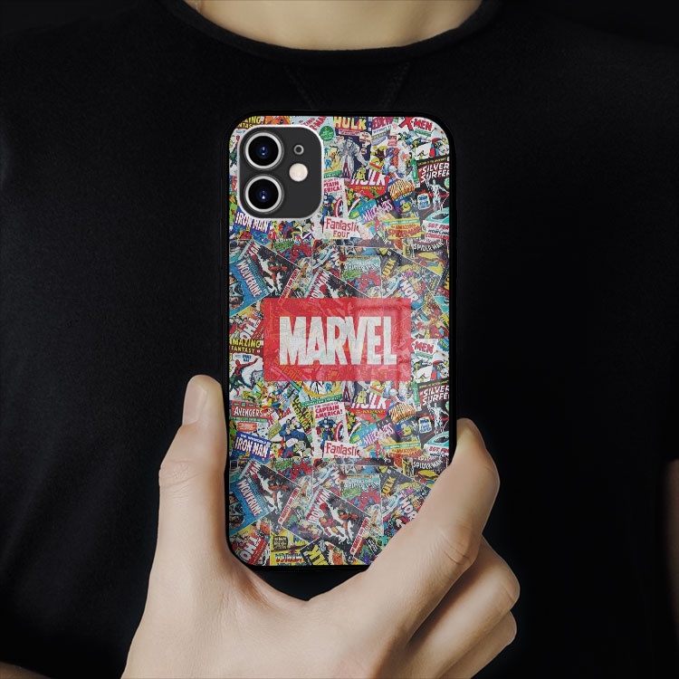 Ốp kính viền nhựa Mr Best marvel collage cho iphone 5 - iphone 12 OK-COEPOD20210134