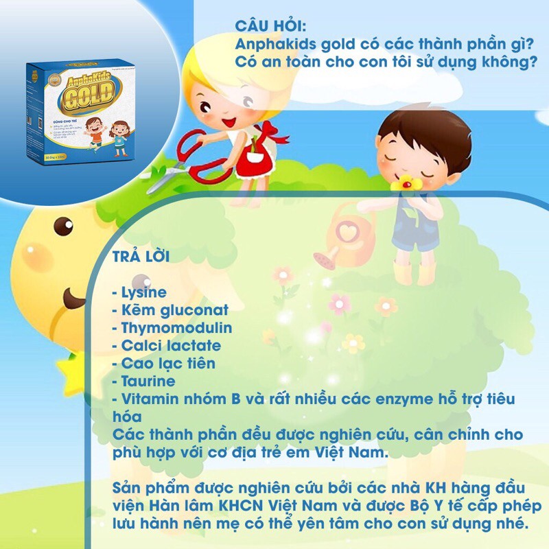 TĂNG ĐỀ KHÁNG ANPHAKIDS GOLD VIỆN HÀN LÂM [Bé ăn ngon, ngủ tốt, Tăng sức đề kháng]