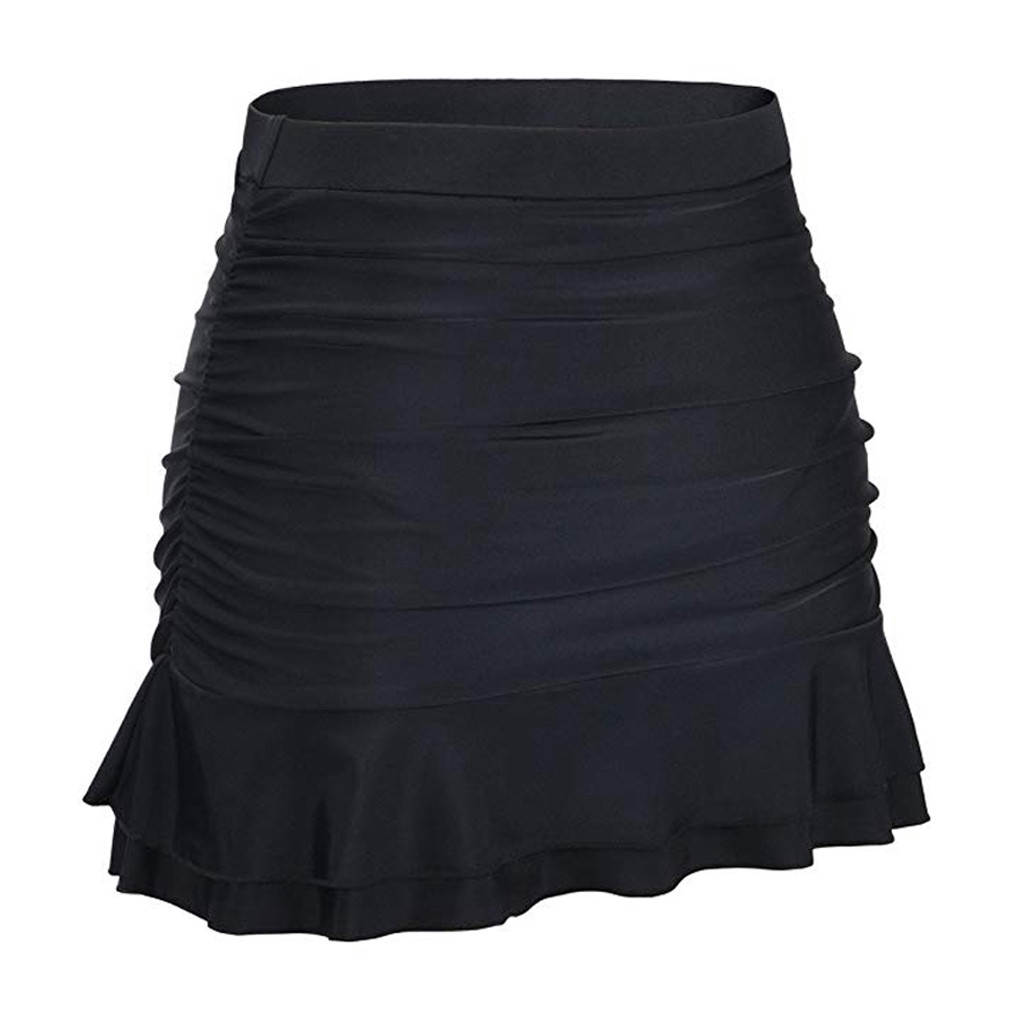 Váy bơi lưng cao xếp ly màu trơn size S / XXL thời trang đi biển cho nữ | BigBuy360 - bigbuy360.vn