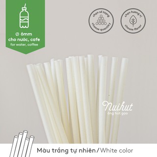 Ống hút gạo [freeship] phi 6mm màu trắng hộp 50 ống