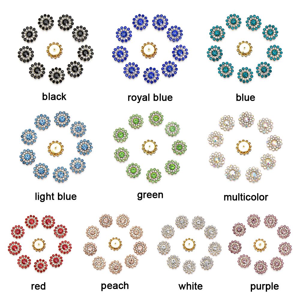 Set 10 Nút Áo Hình Bông Hoa Bằng Thép 14mm Dùng Để Trang Trí Quần Áo / Mũ / Làm Đồ Thủ Công Diy