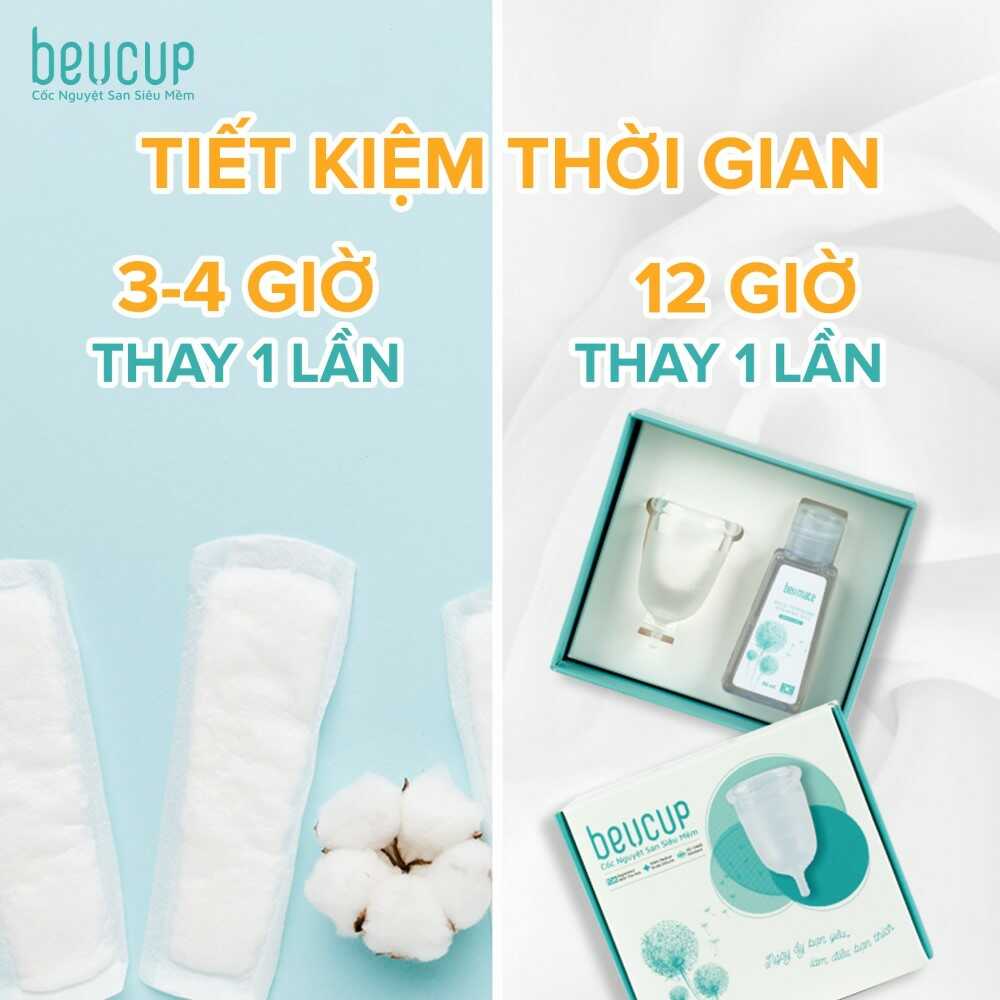 Cốc nguyệt san beucup silicol Y TẾ wacker đức chính hãng siêu mềm chống tràn thay thế bang vệ sinh đạt chuẩn FDA hoa kỳ