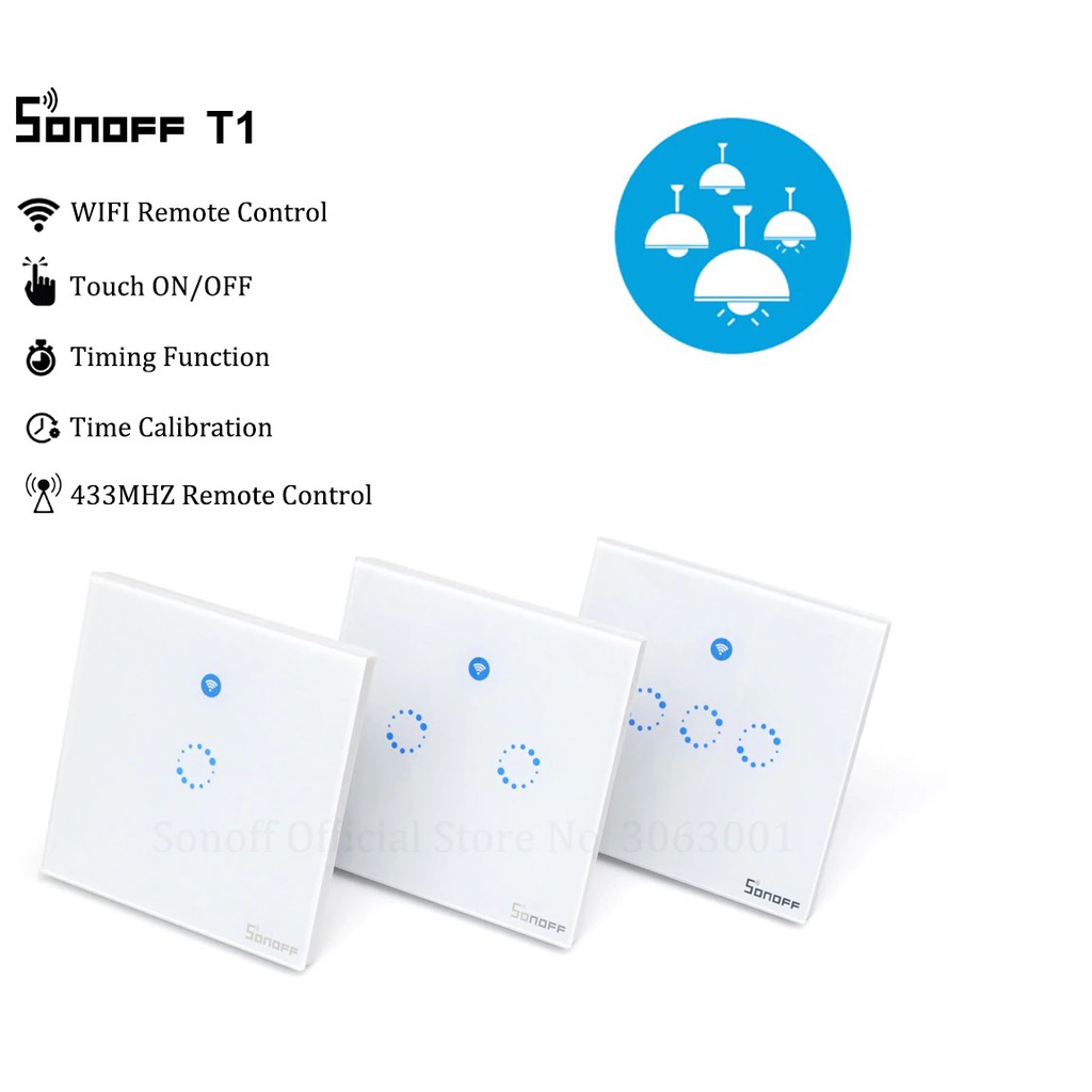 Công Tắc Cảm Ứng Điều Khiển Thiết Bị Điện Qua Mạng Wifi - Sonoff T1 UK 2C