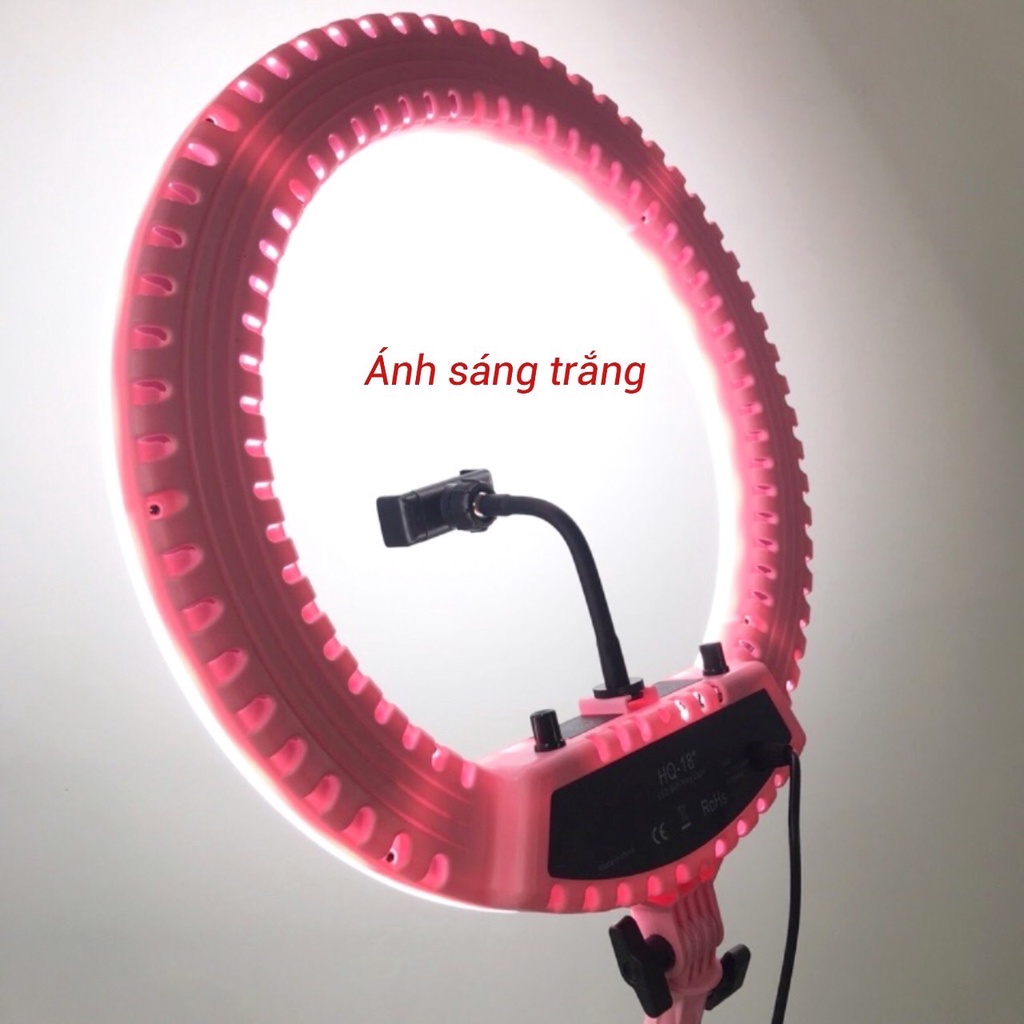 Đèn Livetream HQ18 hồng, đường kính 45cm, hỗ trợ ánh sáng làm phun xăm, sapa, quay tik tok