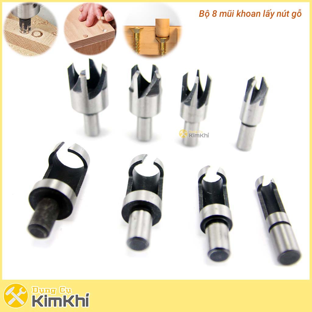 Bộ 8 mũi khoan lấy nút gỗ Φ6mm-Φ16mm
