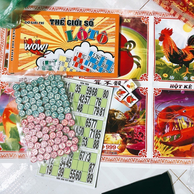 Combo Bộ cờ lô tô và set bầu cua tôm cá hàng đẹp