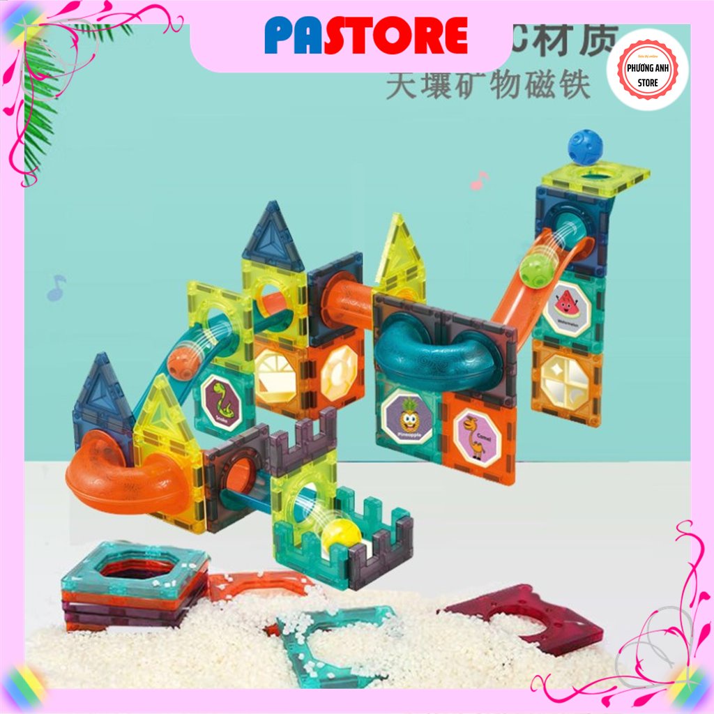 ⚡BÁN LỖ XIN 5 SAO⚡Bộ đồ chơi xếp hình nam châm thông minh thả bi Magnetic 42,68,98 chi tiết cho bé 3,4,5,6 tuổi