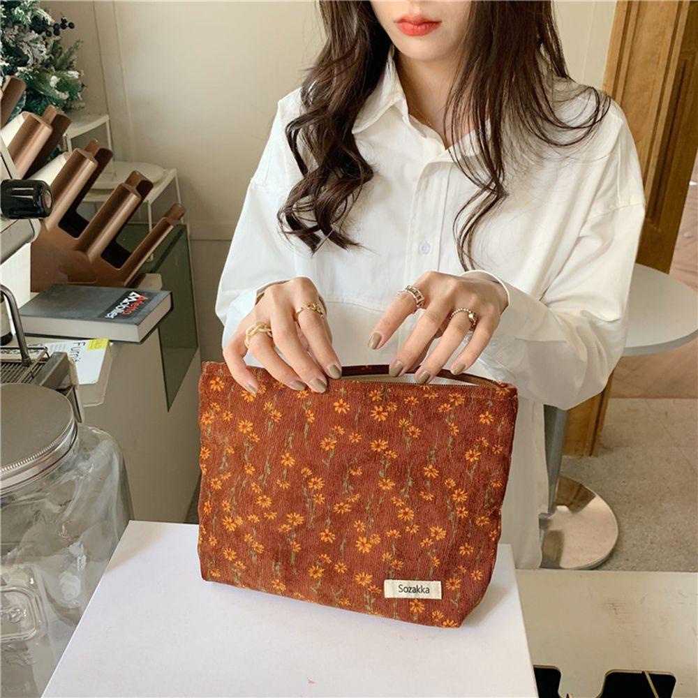 Túi Đựng Mỹ Phẩm Bằng Vải Cotton Nhung Nhỏ Gọn Cho Nữ Ốp