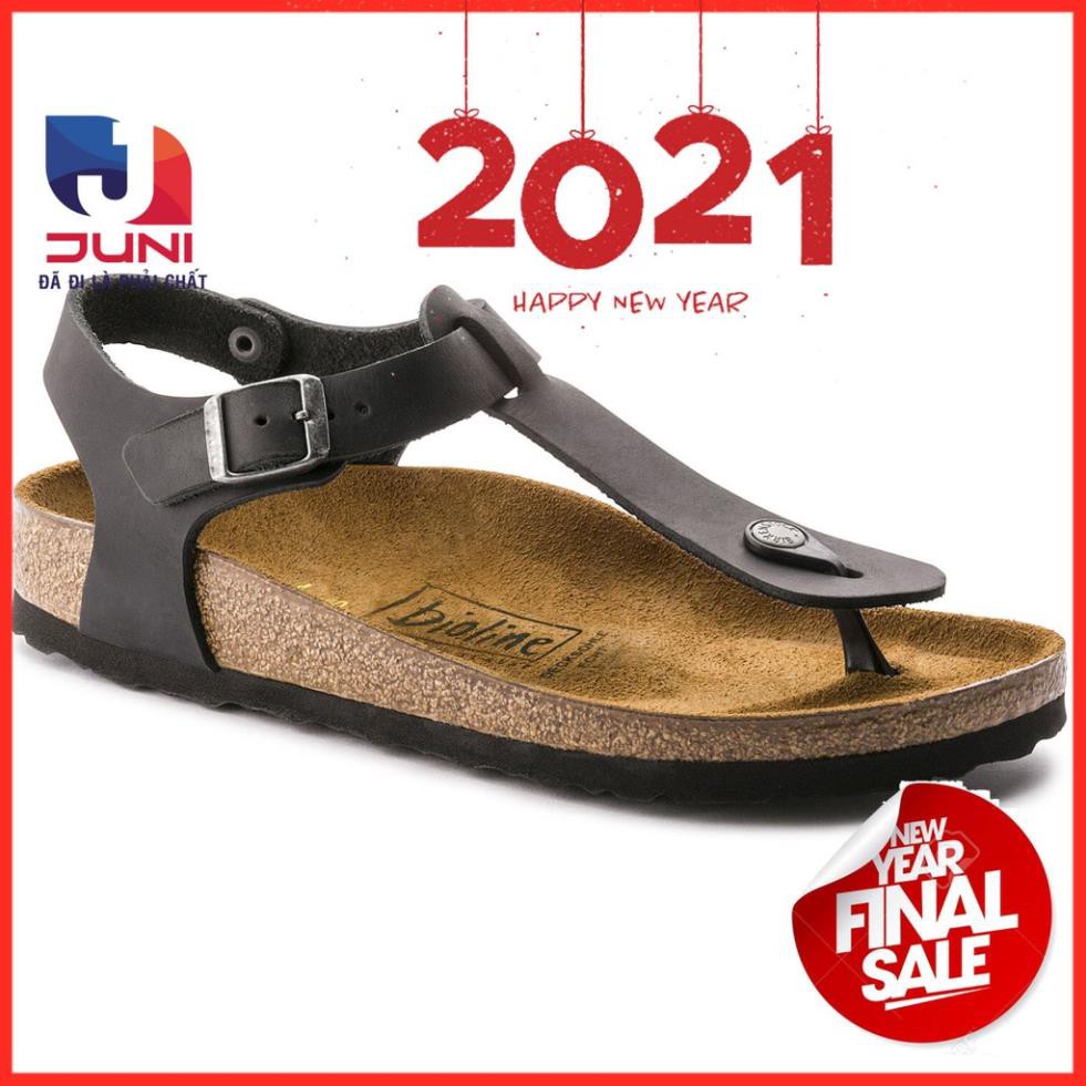 [DA BÒ THẬT]  D10-Dép da bò xỏ ngón chiến binh Birken Bioline Unisex (Đế trấu) Juni Store