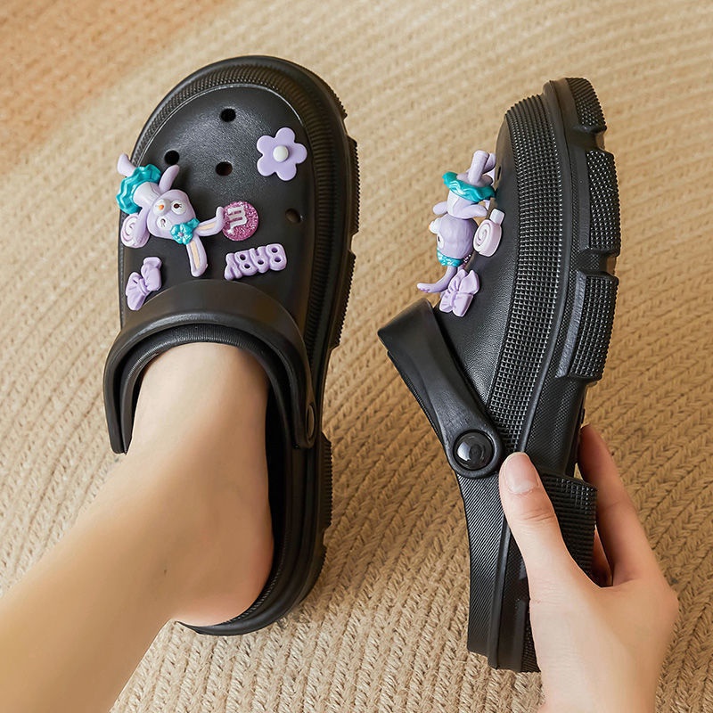 Dép Sandal Đế Dày Đục Lỗ Chống Trượt Họa Tiết Hoạt Hình Dễ Thương Thời Trang Mùa Hè Cho Nữ