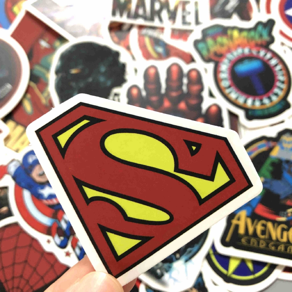 Sticker Set 50 Miếng Dán Hình Siêu Anh Hùng Marvel Chống Thấm Nước Trang Trí Vật Dụng