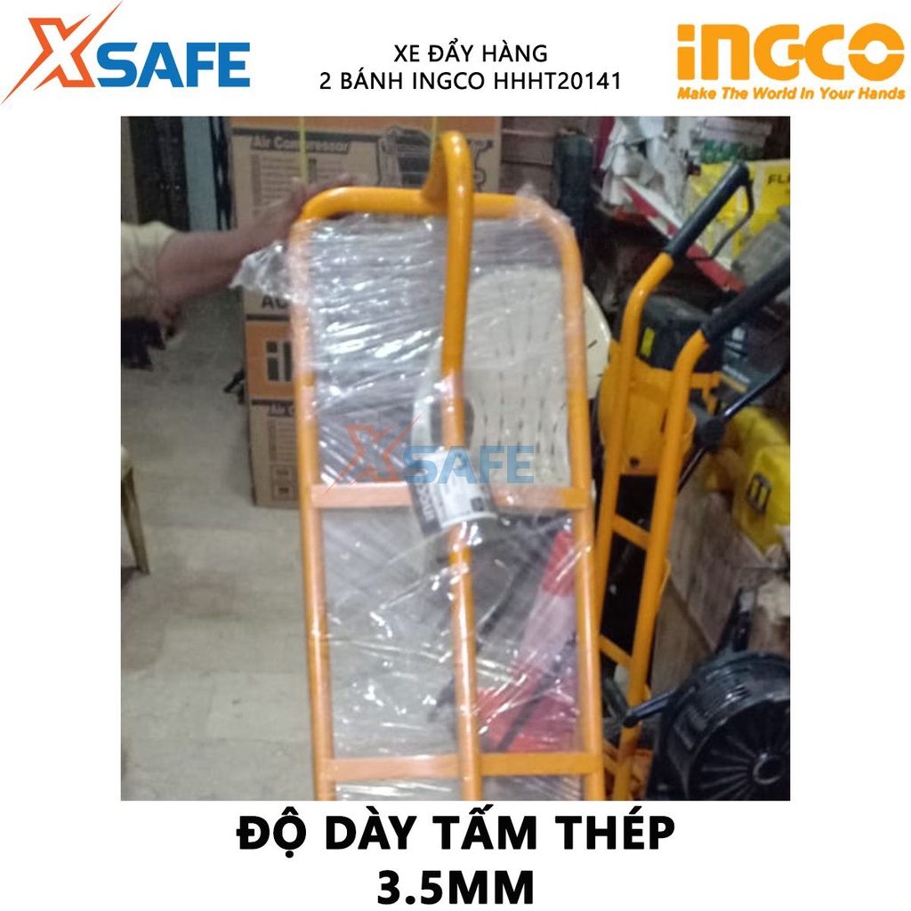 Xe đẩy hàng 2 bánh INGCO HHHT20141 Xe kéo đẩy hàng khả năng tải 200kg, độ dày tấm thép 3.5mm, bánh xe khí nén bền bỉ